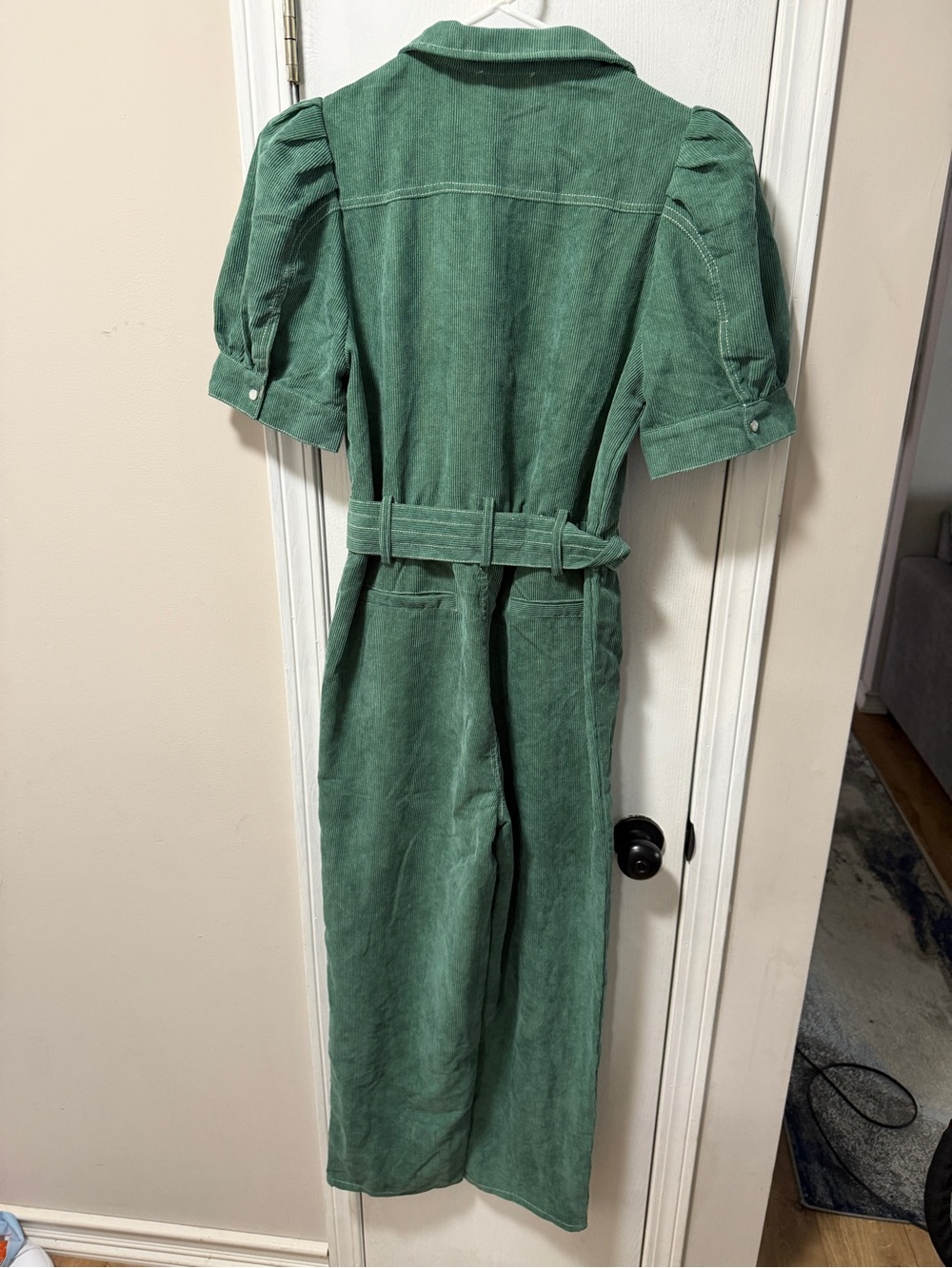entro Green Corduroy Jumpsuit with Matching Belt - Picture 5 of 7